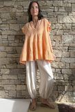 Tasha Cushion Cotton Cap Sleeve Tier Top Soft Apricot